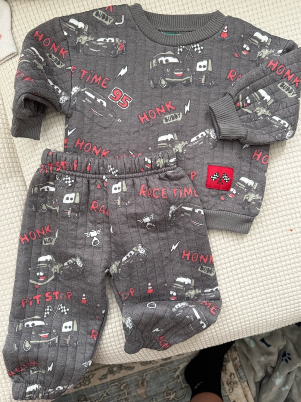 Disney Baby Grey 'Race Time' Set with Cars Print